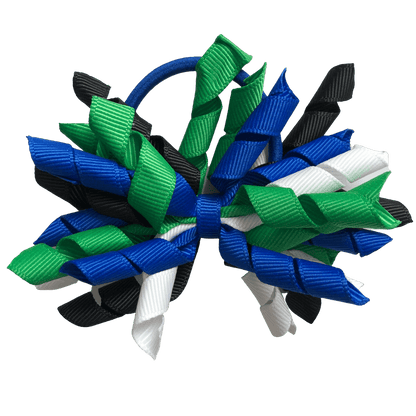 Torres Strait Islander Colours - Green, Blue, Black, & White Hair Accessories - Assorted Hair Accessories - School Uniform Hair Accessories - Ponytails and Fairytales