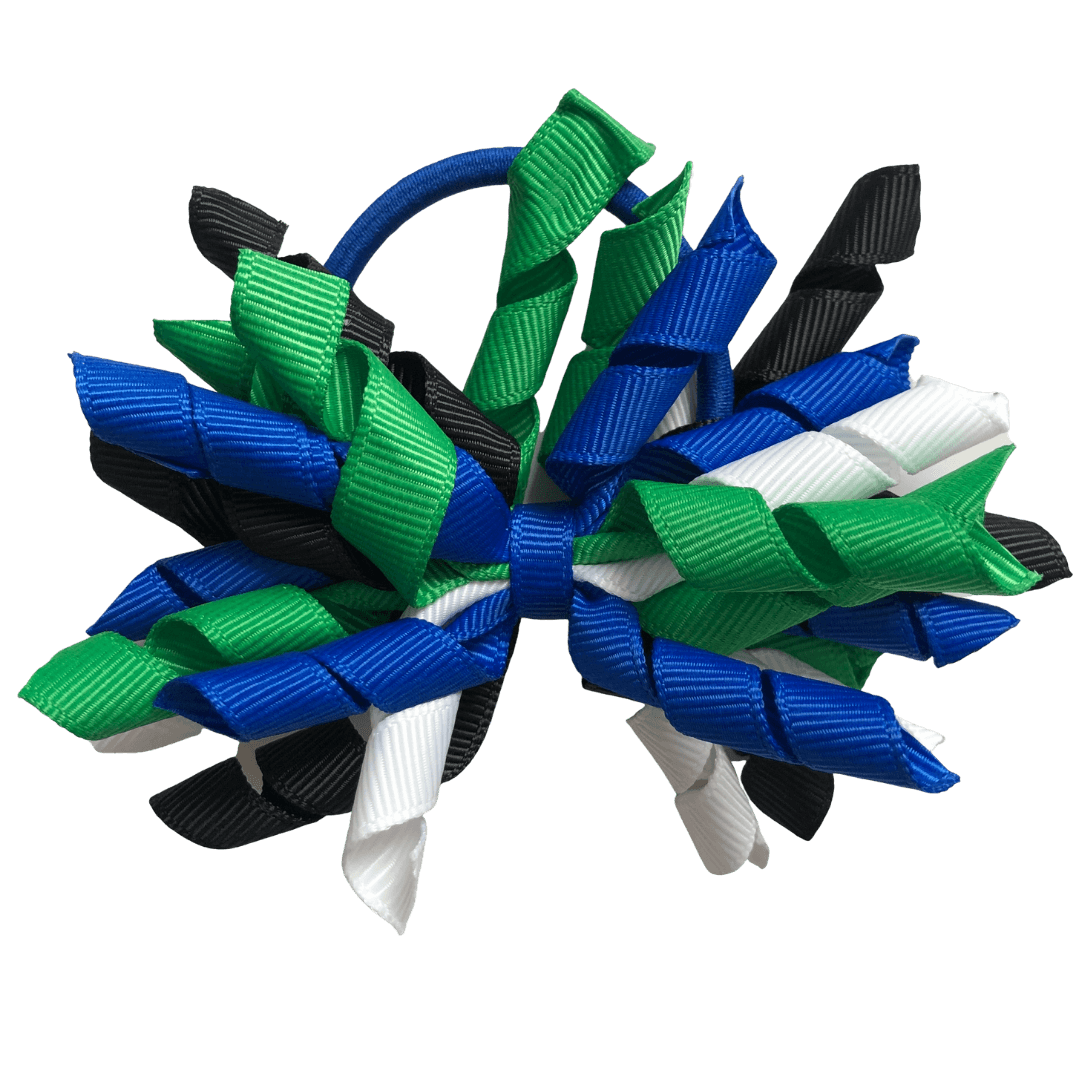 Torres Strait Islander Colours - Green, Blue, Black, & White Hair Accessories - Assorted Hair Accessories - School Uniform Hair Accessories - Ponytails and Fairytales