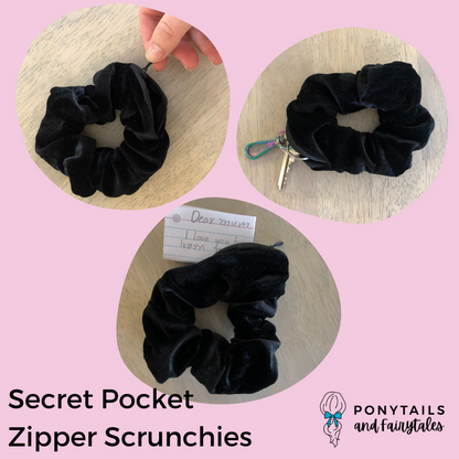 Secret Pocket Zipper Scrunchie - Leopard Velvet